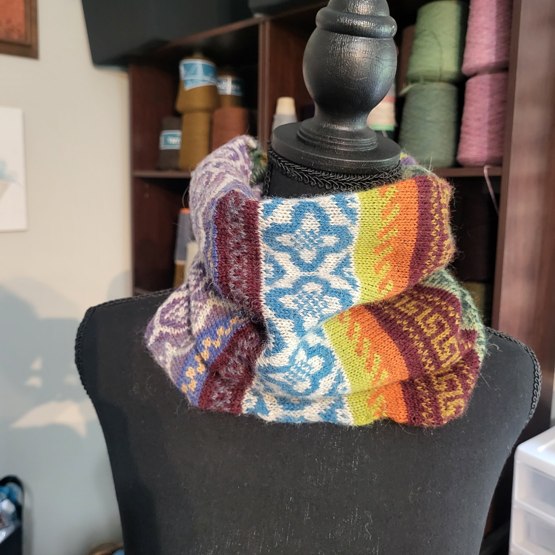 colorful fair isle cowl