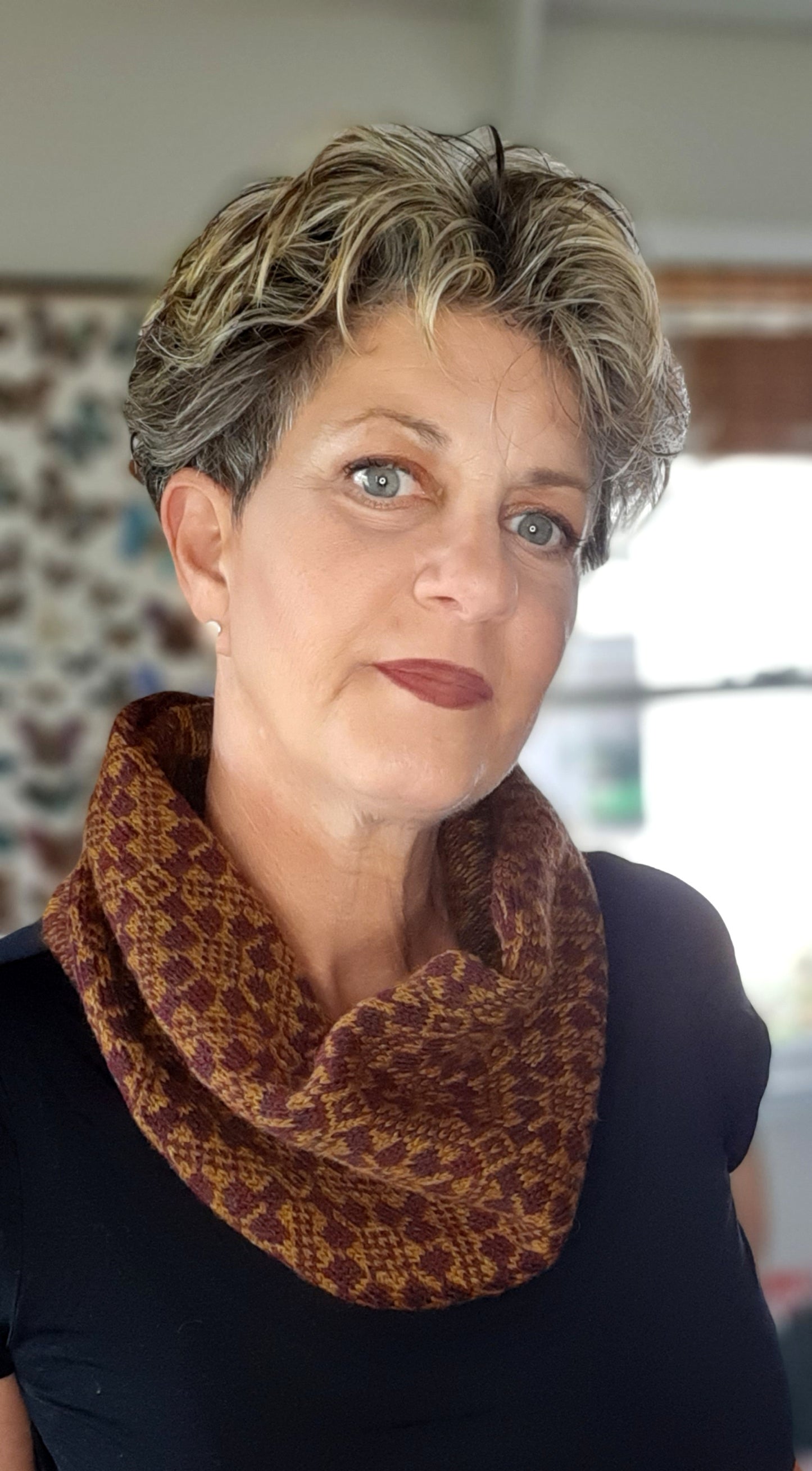 Burgundy Gold Neck Warmer Cowl