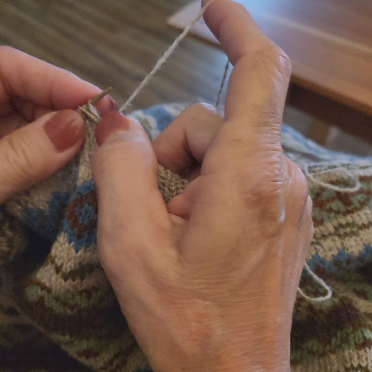 handknitting fair isle jumper